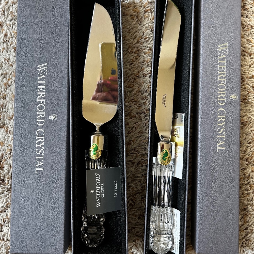 Vintage Waterford Crystal Wedding Knife and Server. NWT.